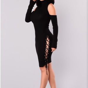 Making Up Knit Dress - Black fashion Nova